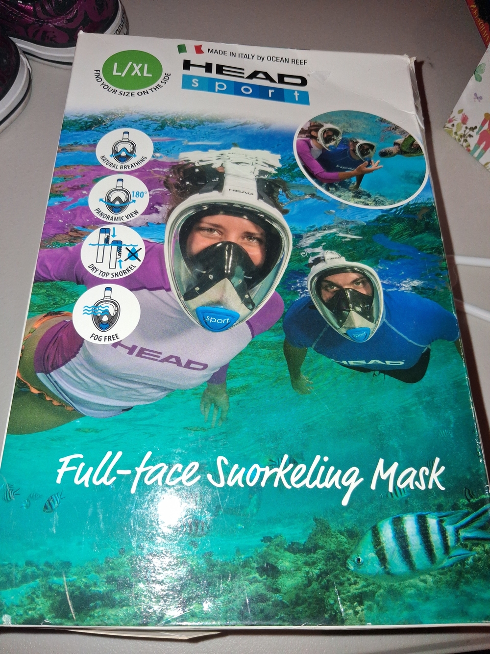 HEAD OceanReef Full-Face Snorkel Mask in Black and White